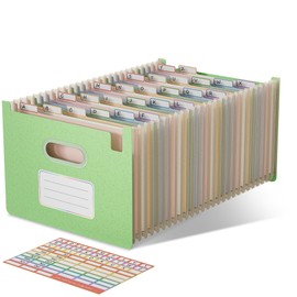 EcoStash Accordion File Organiser, 26 Pockets A4 Wheat Straw Expanding File Folders, Monthly Filling Document Organiser, Upright Open Top, BPA Free, Return to Nature, Healthy Living, Mint Green