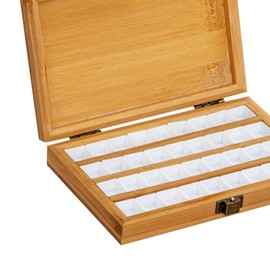 Harilla Portable Empty Bamboo, Durable Palette, Wooden Gouache with Lid, Watercolour Paint Box for Painters, Kids, Adults, Studio, Home, 36 Grids