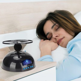 Leopacat Flying Alarm Clock, LED Display, Digital Alarm Clock, Portable Mini Helicopter Clock, Compact Travel Alarm Clock, Snooze with Round Propeller for Decorating Bedrooms at Home