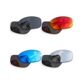 Betterun 4 Pairs Anti-scratch Polarized Replacement Lenses for Oakley Conductor 8 OO4107 Sunglasses, Retro Black+silver+blue+fire