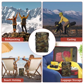 TIXIPEM Compression Stuff Sack [1PCS] - Waterproof Sleeping Bag Storage Sack 11L Use for Backpacking & Traveling & Hiking - [Camouflage-25 x 13 IN/ 63 x 34 CM] Space Saving Gear Bags