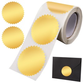 craspire Pack of 250 Envelope Seal Stickers, Blank, Golden Stickers, Certificate/Award Seal Stickers, Metallic Stickers with Serrated Edge, 2 Inch Round Labels, Gold Foil Stickers