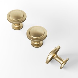 Cosycove 12 Pack Stepped Round Champagne Bronze Cabinet Knobs, Sturdy Zinc Dresser Handles, Solid Drawer Knobs for Cupboard, Bathroom, Wardrobe- 1-1/4" (30mm) Diameter