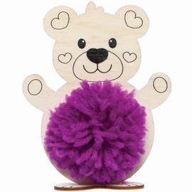 Baker Ross Love Bear Pom Pom Craft Set Made of Wood, Pack of 3, Valentine's Day Crafts for Children at Children's Birthday, Nursery or School (FC375)