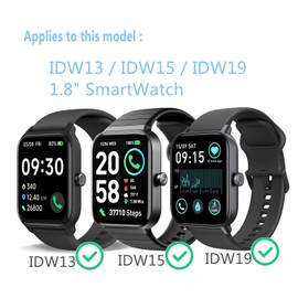 Aemus Screen Protector For IDW13 / IDW15 / IDW19 Smart Watch 1.8" (6 PACK) Full Coverage Clear TPU Film Compatible for Woneligo/Fitpolo/MILOUZ SmartWatch