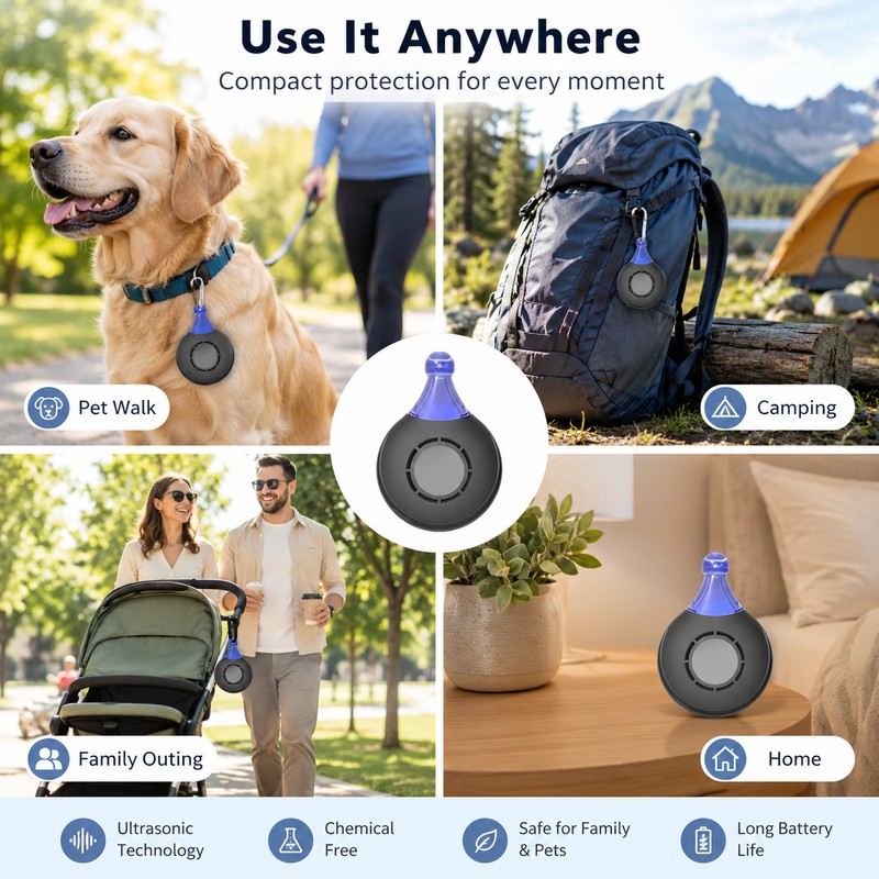 Portable Ultrasonic Pest Repeller for Outdoor Use – Rechargeable Bug