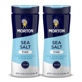 Morton Sea Salt, Fine, (17.6 oz), 2-Pack, All-Natural, Perfect for Baking, Blending & Cooking