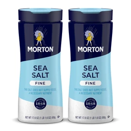 Morton Sea Salt, Fine, (17.6 oz), 2-Pack, All-Natural, Perfect for Baking, Blending & Cooking
