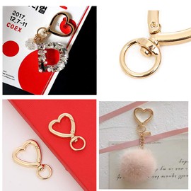 SUKPSY 8 Pcs Heart Swivel Spring Clasps Carabiner Buckle Metal Spring Key Chain Hook Clasps Hardware Accessories for Handbag DIY Bags Key Rings and Craft Making