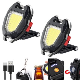 SEFONE Keychain Flashlight 2 Pack, 1000 Lumens EDC Flashlight COB Work Light, Bottle Opener Keychain Mini Pocket Flashlight with Magnet Bracket Folding for Biking Fishing Running