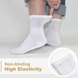 DECOVICI Non Slip Yoga Socks for Women, Non-binding Pilates Socks with Grips for Ladies, Grippy Socks with Loose Top for Swollen Feet 6 Pairs(2Black+2White+2Grey)