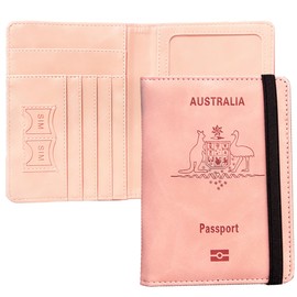 Passport Holder Cover, CA RFID Blocking Vaccine Card Travel Passport Wallet Leather Case for School Bussiness Trip Travel and Go Abroad (Pink)