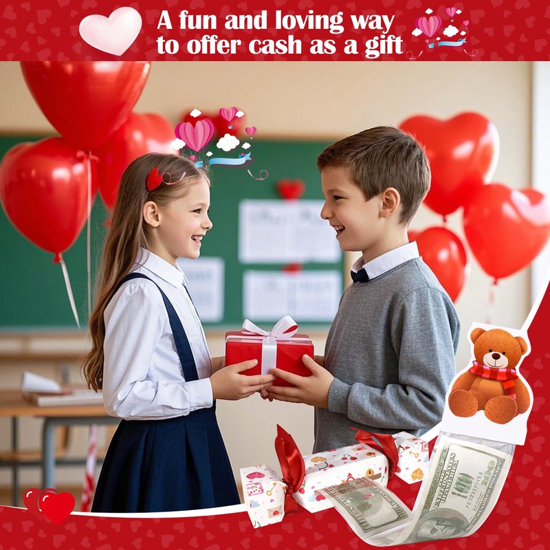 Vodolo 4PCS Valentine's Day Money Box for Cash Gift Pull,Funny
