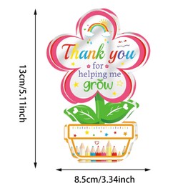 Thank You Teacher Gifts, Cute Flower-Shaped Acrylic Plaque Thank You for Helping Me Grow Appreciation Leaving Gifts for Teacher Nursery