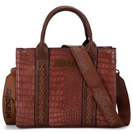 Wrangler Brown Purses and Handbags Top Handle Tote Bag for Women Trendy Womens Tote Bag with Zipper and Pockets Women's Purses with Strap WG70-8120BBR