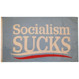 JumpingLight Socialism Sucks Flag Premium Quality 100D Woven Poly Nylon 3x5 3x5 Flag (RUF) - Quality Flags