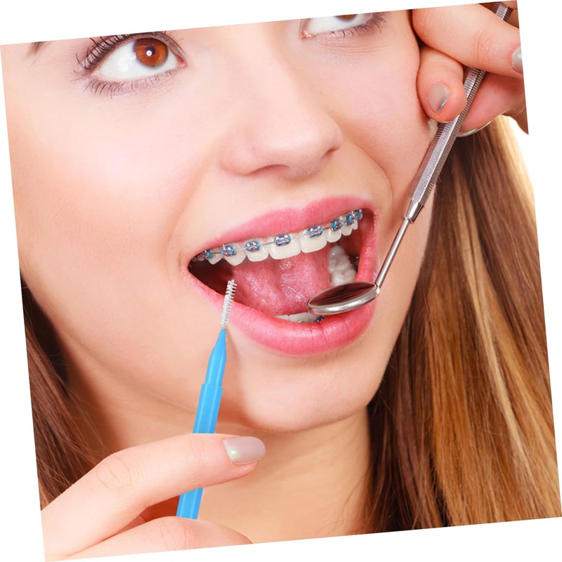 KOMBIUDA 50pcs Lightweight Interdental Brushes for Braces Oral Hygiene Portable