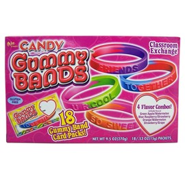 Flix Candy Gummy Bands Valentine's Treats Card Packs - 18 CT