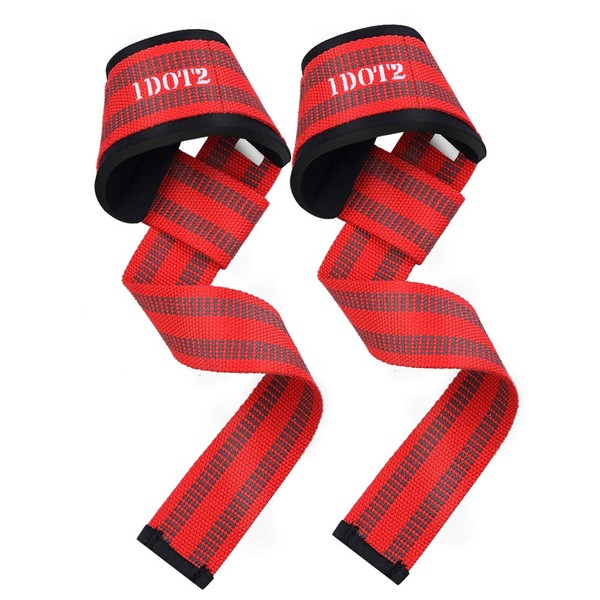Wrist Strap Wrist Restraint Cushioned Dumbbell .Training Pull Up Muscle Strength Assistance Anti-Slip Lifting Strap (Red)