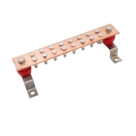 SCXCLY Wall Mounted Copper Ground Bar Kit, with 16 Terminal Positions,Copper Grounding Busbar Bar (.24"x 1.97"x11.8") Kit