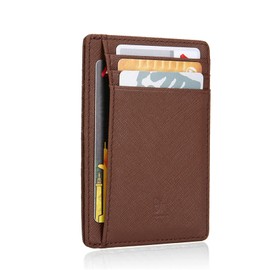 Slim RFID Blocking Card Holder Minimalist Leather Front Pocket Wallet for Women