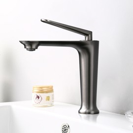 HMEGAO Matte Black Modern Bathroom Sink Faucet, Made of Solid Brass, Bathroom Vanity Art Tap, with High Pressure Hoses for Hot and Cold Water