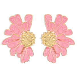 Flower Earrings Chunky Bold Floral Statement Earrings for Women - Lightweight Fashion-Forward Trendy Flower Dangle Earrings for Everyday & Special Occasions