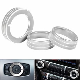 Aluminum Headlight Volume Tune Control Knob Cover Ring Trim Interior Accessories Compatible for Ford Mustang 2015 2016 2017 2018 2019 2020 2021 2022 2023 (Silver)
