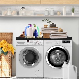 Washer and Dryer Silicone Covers for the Top, Non Slip Black Grey Silicone Mat for Washing Machine and Dryer Top Protector, Dust-Proof Washer Dryer Cover Pad (Black, 25.6"x25.6",2PCS)