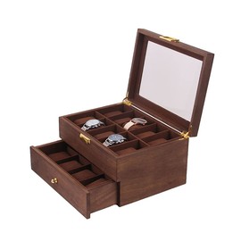 Fosinz 20 Slots Wooden Watch Case Watch Display Box for Men Women Top Collection Box Jewelry Storage Organizer Holder Storage Gifts (11.41“ x 8.26" x 6.10", Walnut)
