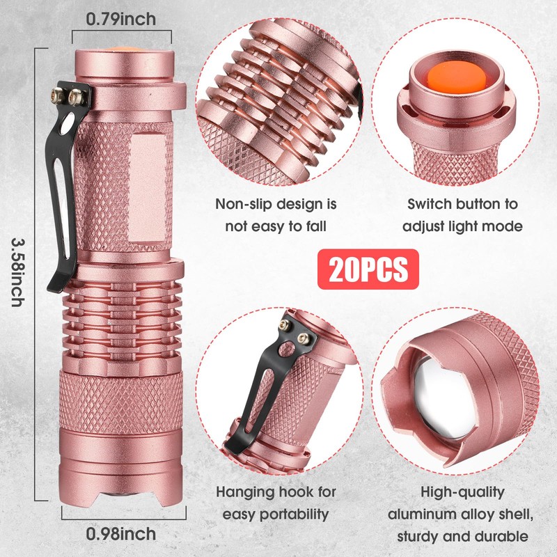 Fumete 20 Pcs LED Flashlight Torch Mini 3 Mode Tactical