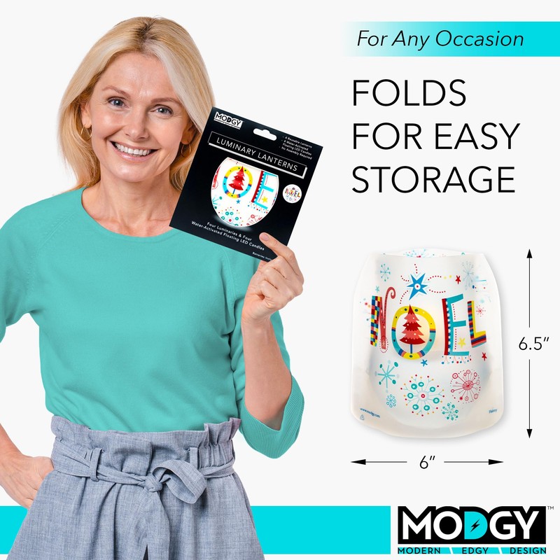 MODGY Luminary Lanterns, Christmas Candle Holders with Flameless Floating LED