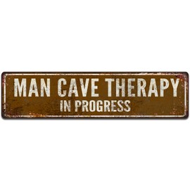 Vintage Metal Sign Wall Art Street Signs, 16 x 4 inches, Retro Plaque Decor for Bar, Home, Man Cave, Garage, Garden, Coop (MAN CAVE THERAPY)