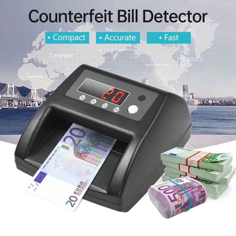 Mini UV Counterfeit Bill Detector EUR Money Counter Automatic Money