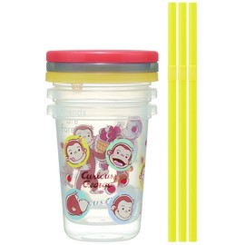 Skater SIH2ST-A Tumbler with Straw, 8.1 fl oz (230 ml), 3 Pieces, Curious George, Made in Japan