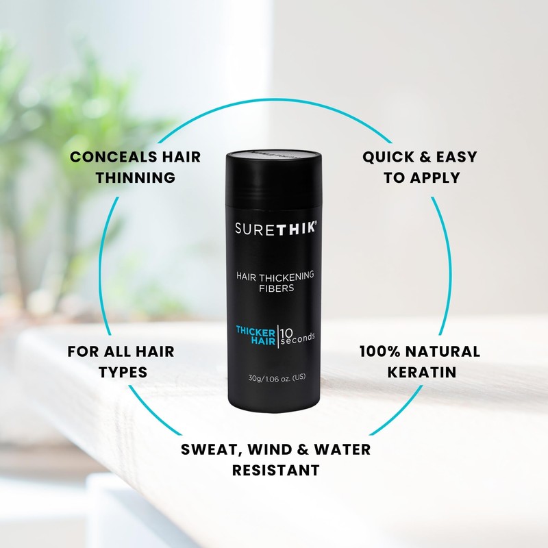 SURETHIK Hair Fibers, 30g (Dark Brown), Fills Thinning Hair for
