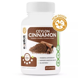 eXplicit Supplements Ceylon Cinnamon 1200mg - 60 Capsules - 30 Servings