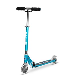 Micro Kickboard - Sprite LED, 2 Wheeled, Fold-to-Carry, Lightweight Swiss-Designed Micro Scooter with Light-Up Wheels for Children and Teens, Ages 6+, Ocean Blue