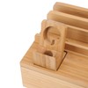 Bamboo Charging Station Multifunction 5 Ports Charging Station Rack for