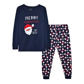 SkiBeaut Christmas Couple Pajamas Sets Long Sleeve Holiday Sleepwear Festival Party Pjs Set for Men Women Xmas Long Johns Cute Embroidered Santa Claus Tops and Pants