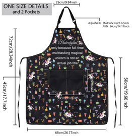 MBMSO Hairstylist Apron with Pockets Hairstylist Gifts Hairdressers Unicorn Apron for Salon Barber Cosmetologist Apron Gifts, Hairdressers Unicorn Apron-b, Standard