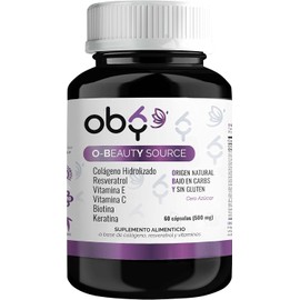 OBY Beauty Vitaminas para el Cabello, Piel y Uñas | Con Biotina, Colágeno, Keratina, Vitamina E, C y Resveratrol | Suplemento para Mujeres – 60 Cápsulas