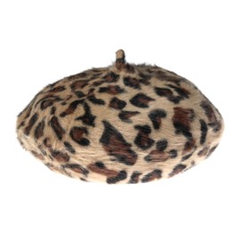 OVIDA Women Leopard Print Beret Hat Wool French Beret Cap Winter Warm Beanie Hat(Camel)