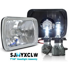 SJMYXCLW Fit For 1990-1997 NISSAN PICK-UP TRUCK Pair 7x6 inch LED Headlights Clear Lens