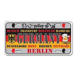 License Plate Country: GERMANY - Flag - (6"X12") Aluminium Embossed with Capital and Cities Names