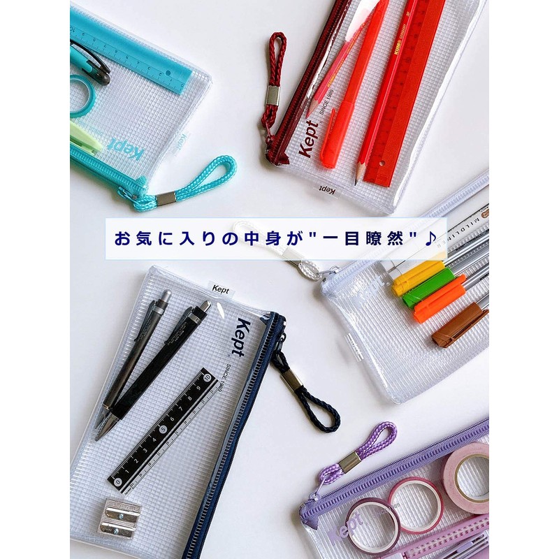 Kept Raymay KPF603K Fujii Pencil Case, Clear Pen Case, Navy