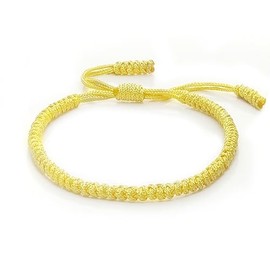 COLORFUL BLING Hand-Knitted Lucky String Bracelet Adjustable Tibetan Buddhist Prayer Yoga Mala Bracelets Kabbalah Protection Couple Jewelry-light yellow
