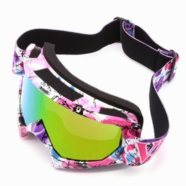 Zdatt Dirt Bike Goggles, ATV Motorcycle Goggles, UTV MX OTG Accessories Goggle Glasses & Anti Fog Ski Goggles, Racing Skiing Dirtbike for Men Women-Camo Pink Frame & Color Lens