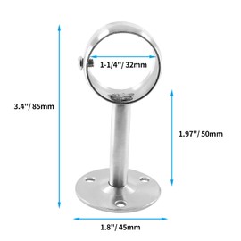 Biaungdo 2 Pcs 1-1/4 Inch Curtain Rod Ceiling-Mount Bracket,Stainless Steel Flange Rod Holder Shower Curtain Closet Rod Holder Ceiling Curtain Rod Brackets with Anchor Screw Kit,Silver,Locking Design