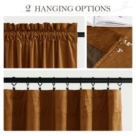 StangH Luxury Velvet Blackout Curtains for Bedroom, Gold Brown Room Darkening Privacy Drapes Heavy Duty Energy Saving Floor to Ceiling Panels for Living Room, W52 x L108, 2 Panels